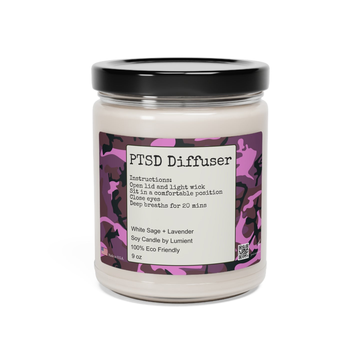 PTSD Diffuser, Scented Soy Candle